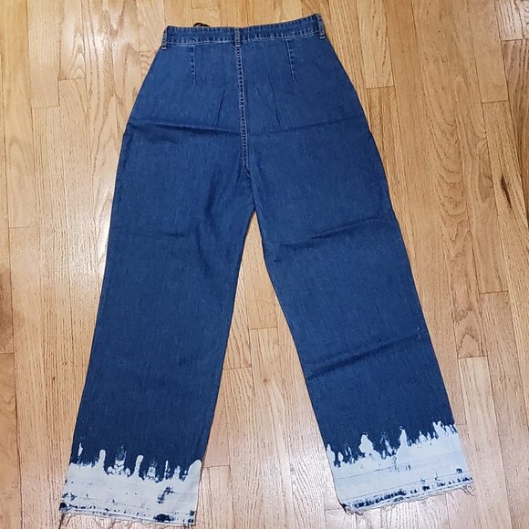 NWT Calik Denim Wide Leg High Waisted Pleated Embellished Jeans Size 27" - Picture 4 of 7